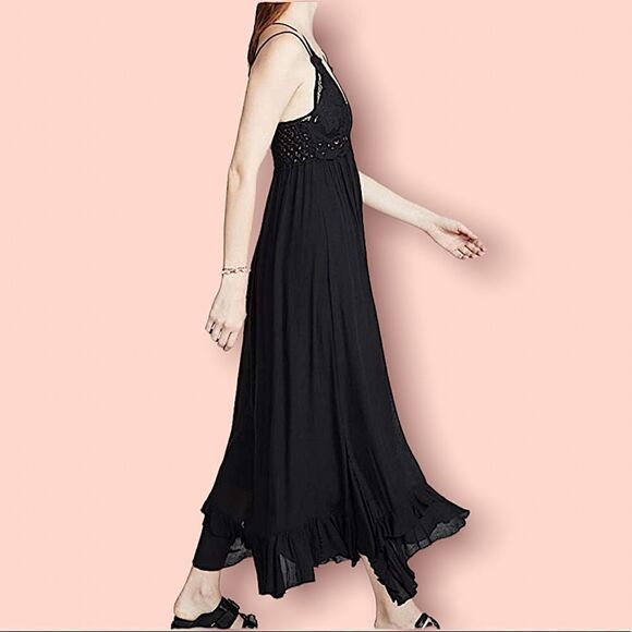 Free People Adella Maxi Slip Dress Black - Picture 14 of 15